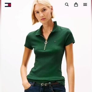Tommy Hilfiger Green slim zip Polo Shirt